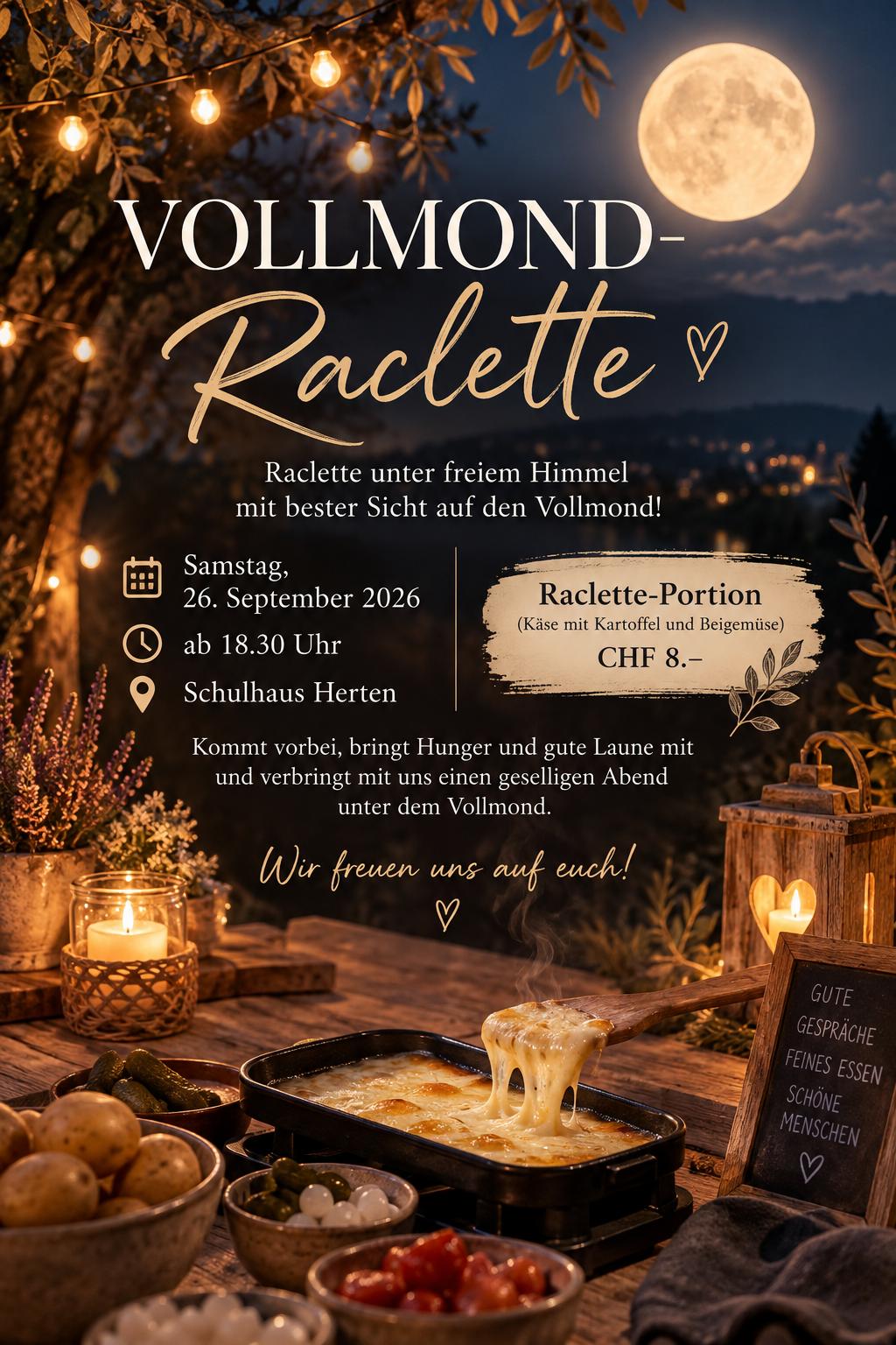 Vollmond-Raclette Schulhaus Herten